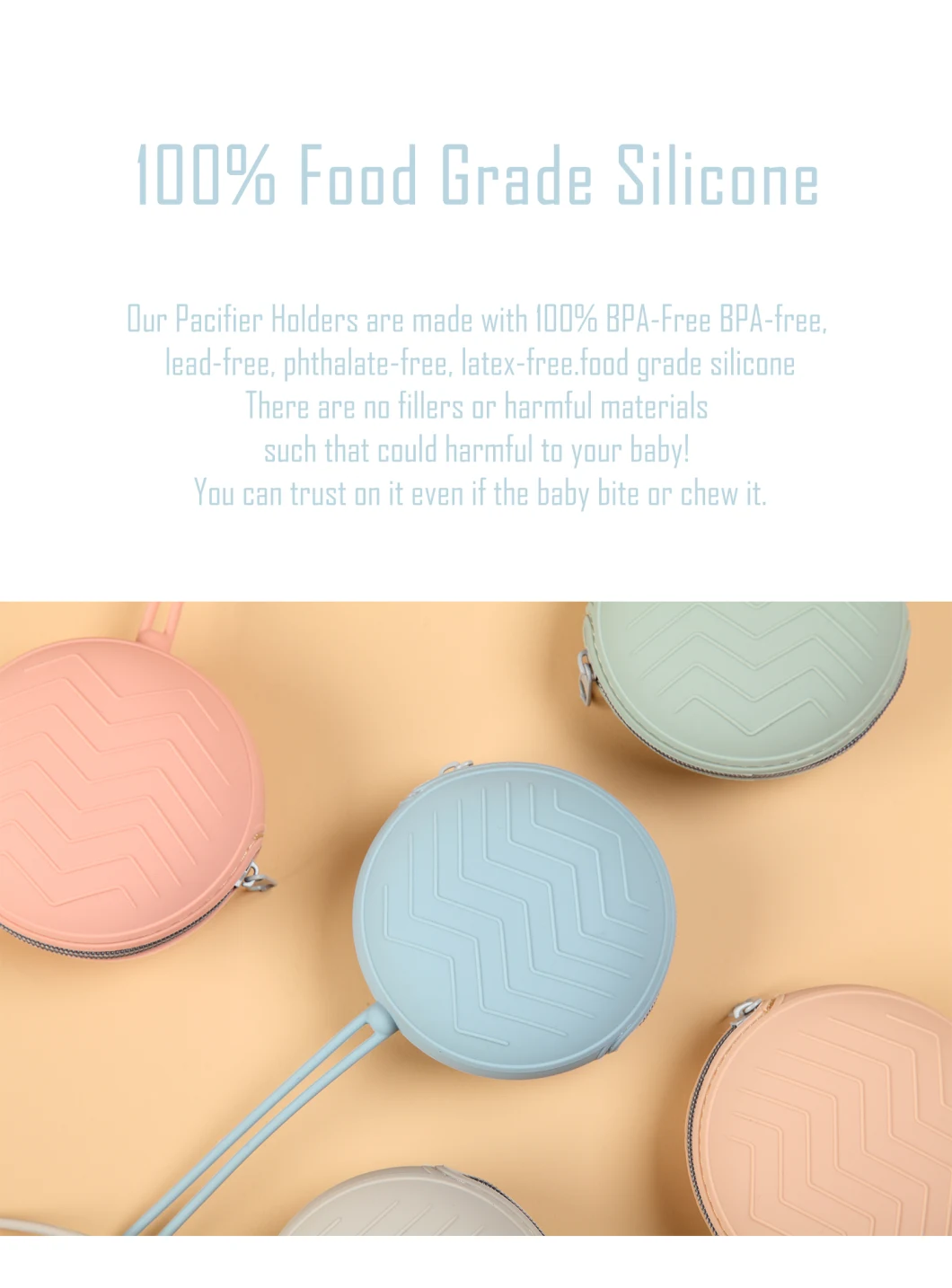Water-Proof Portable Storage Silicone Pacifier Holders for Travel