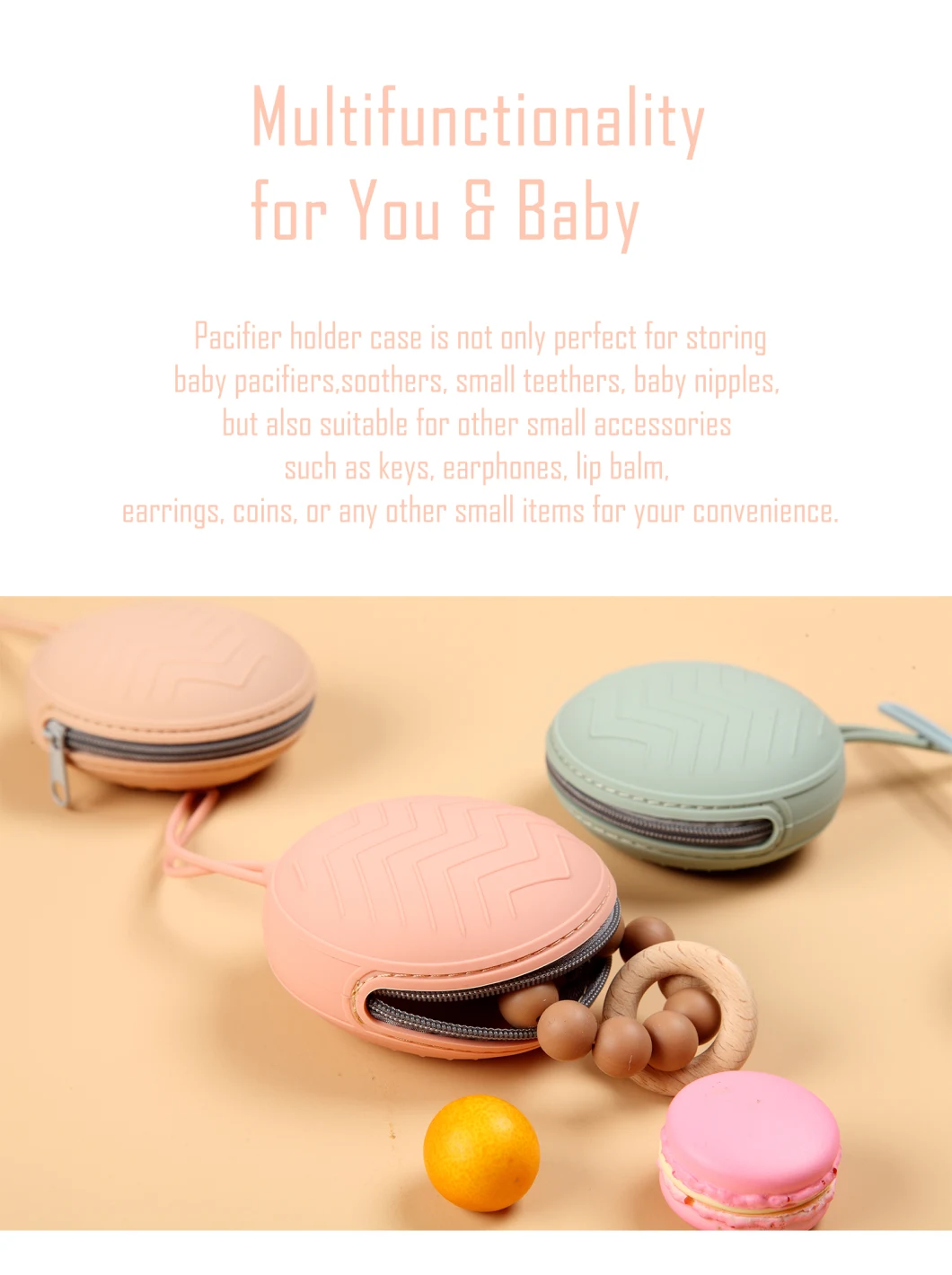 Water-Proof Portable Storage Silicone Pacifier Holders for Travel