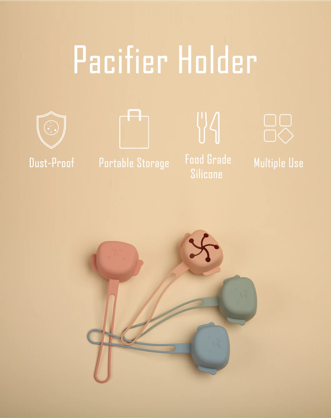 Dog-Shaped Food Grade Silicone Soother Container with Strap Dishwasher Free