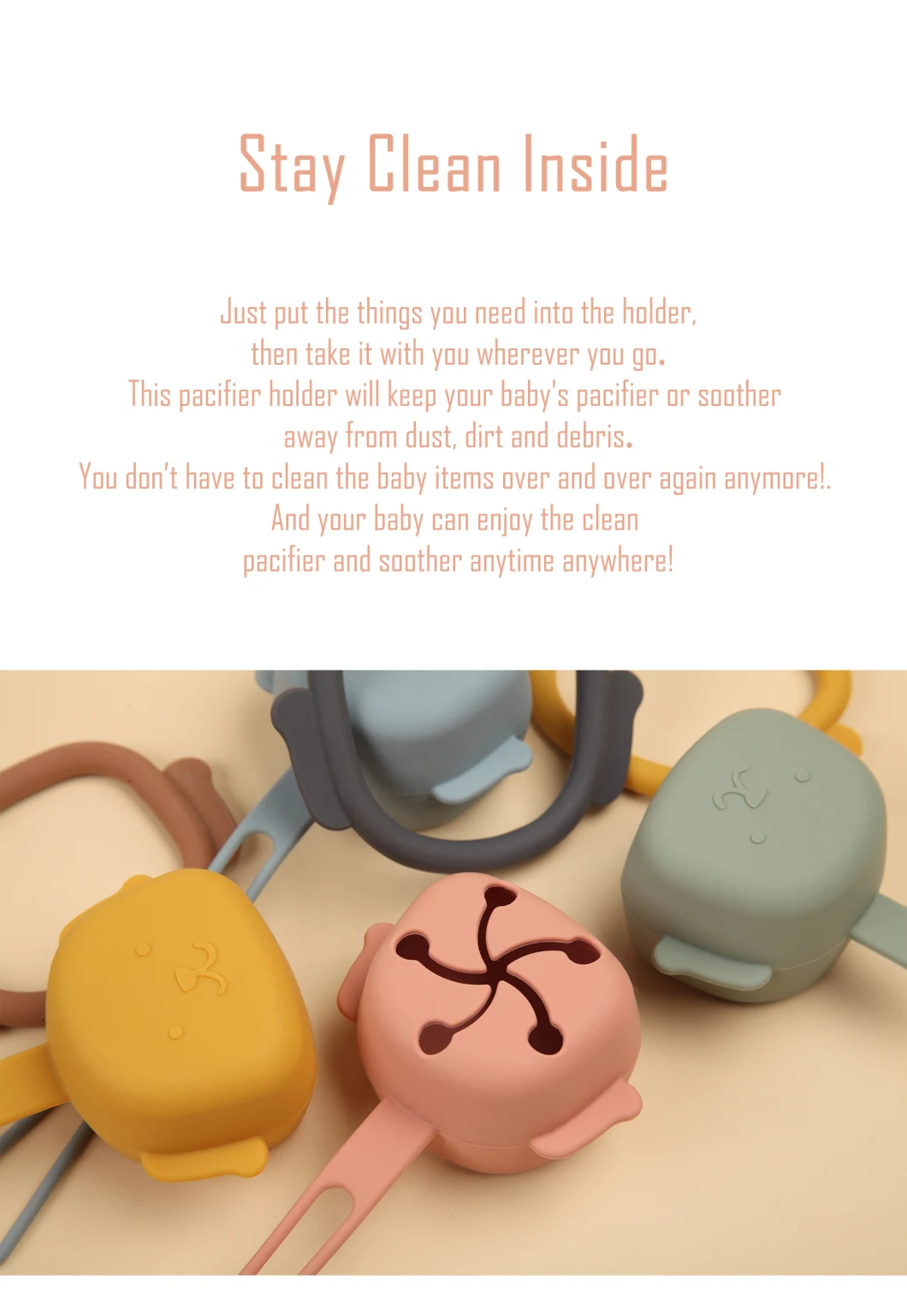 Dog-Shaped Food Grade Silicone Soother Container with Strap Dishwasher Free
