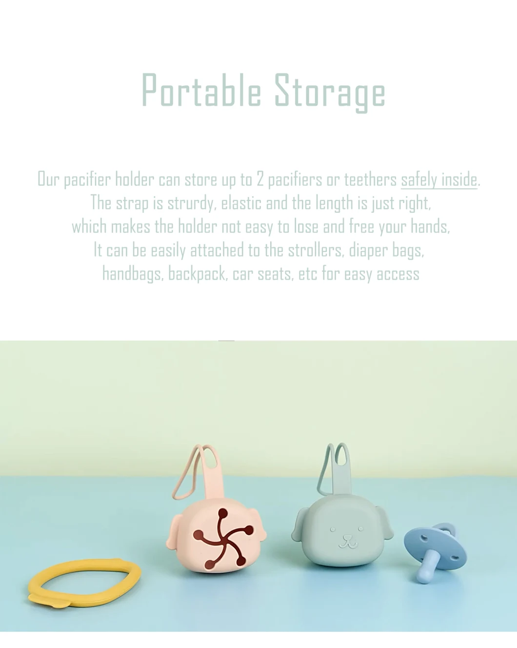 Dog-Shaped Food Grade Silicone Soother Container with Strap Dishwasher Free