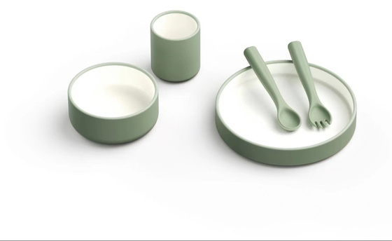 Bộ cho bé ăn bằng silicone có màu sắc tương phản được thiết kế mới cho bữa tối