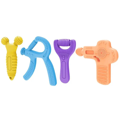 4 PCS Cấp thực phẩm không chứa BPA Đồ chơi nhai trẻ em có răng hàm bằng silicone cho thức ăn từ 3-24 tháng