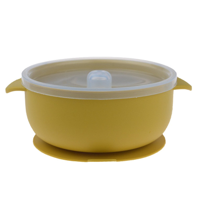 Mịn mép in tùy chỉnh 400ml Bát silicon hút không chứa BPA có nắp