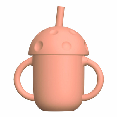 Cốc Sippy silicon trần hữu cơ không chứa BPA di động có ống hút