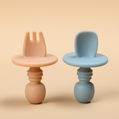 Bộ Nĩa Và Muỗng Silicone Đào Tạo Cho Bé Mini Mềm 2 chiếc Được FDA BPA phê duyệt