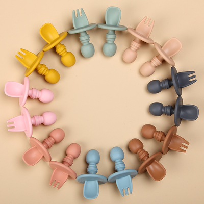 Bộ Nĩa Và Muỗng Silicone Đào Tạo Cho Bé Mini Mềm 2 chiếc Được FDA BPA phê duyệt