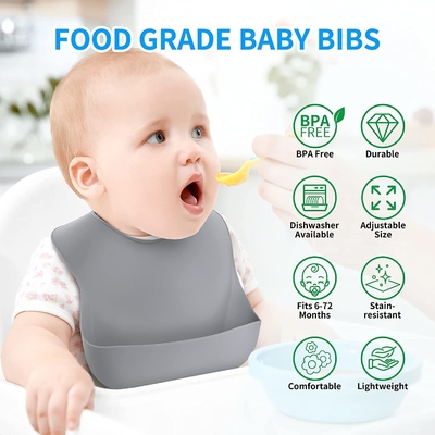Không chứa BPA Không có hại Thực phẩm Cấp silicone cho Bé ăn Khăn ăn An toàn trong Nước sôi