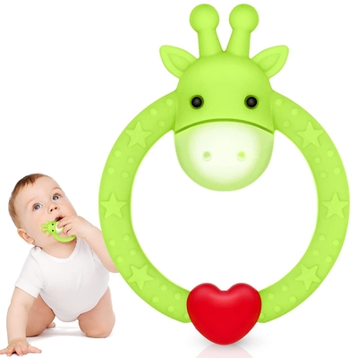 Con hươu cao cổ BPA OEM ODM Đồ chơi dây buộc bằng silicone miễn phí cho trẻ sơ sinh 0-6 tháng