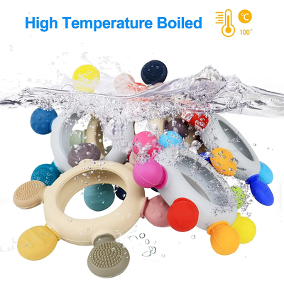 BPA Miễn phí 8 hướng Đồ chơi khi mọc răng với vòng gỗ làm dịu nướu cho trẻ sơ sinh