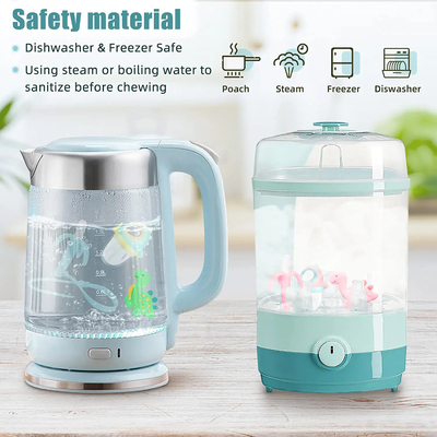 Bộ dây buộc khủng long silicon cấp thực phẩm dễ thương 100% không chứa BPA cho trẻ sơ sinh