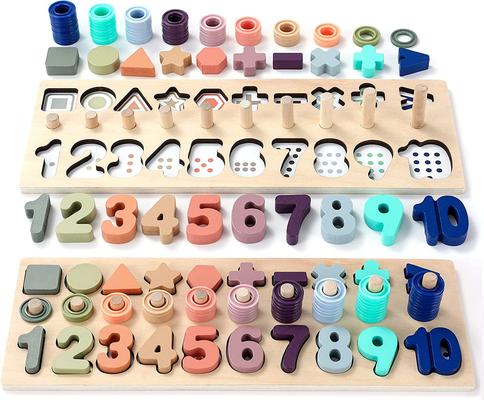 Học toán mầm non Montessori Câu đố số bằng gỗ cho các hoạt động của trẻ mới biết đi