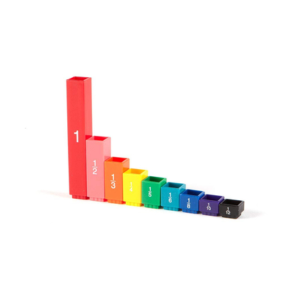 Phép toán phân số Montessori Toán cầu vồng Hình khối tháp phân số cho trường tiểu học
