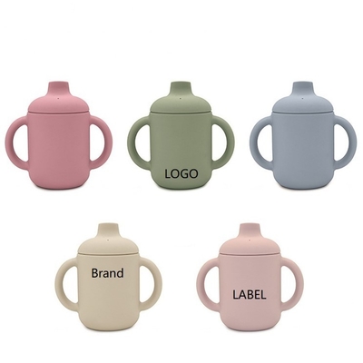 Thức ăn cho trẻ em Lớp thân thiện với môi trường Cốc Sippy silicon dễ thương có tay cầm