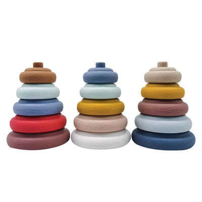 Giáo dục sớm Xếp chồng Đồ chơi Cricle Làm tổ &amp; Xây dựng Nhẫn Xếp chồng Silicone mềm Bóp Teethers Bộ đồ chơi