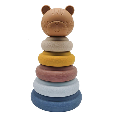 Giáo dục sớm Xếp chồng Đồ chơi Cricle Làm tổ &amp; Xây dựng Nhẫn Xếp chồng Silicone mềm Bóp Teethers Bộ đồ chơi