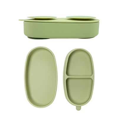 100% đồ ăn bằng silicone cho bé Hộp đựng thức ăn 2 trong 1 hộp cơm Bento có thìa và nĩa