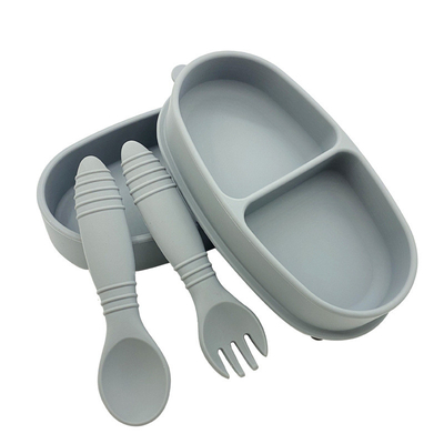 100% đồ ăn bằng silicone cho bé Hộp đựng thức ăn 2 trong 1 hộp cơm Bento có thìa và nĩa