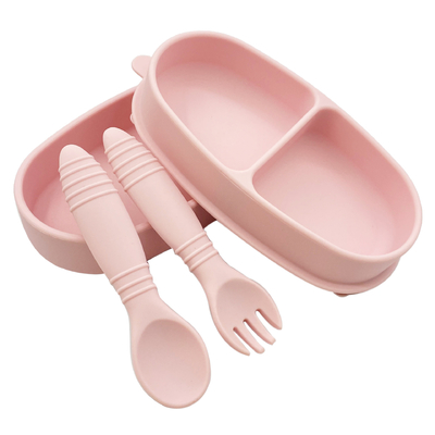 100% đồ ăn bằng silicone cho bé Hộp đựng thức ăn 2 trong 1 hộp cơm Bento có thìa và nĩa
