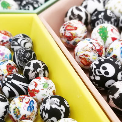 Hạt silicone có thể nhai được Leopard Print Hạt silicone 12mm Đồ chơi trẻ em DIY