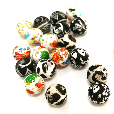 Hạt silicone có thể nhai được Leopard Print Hạt silicone 12mm Đồ chơi trẻ em DIY
