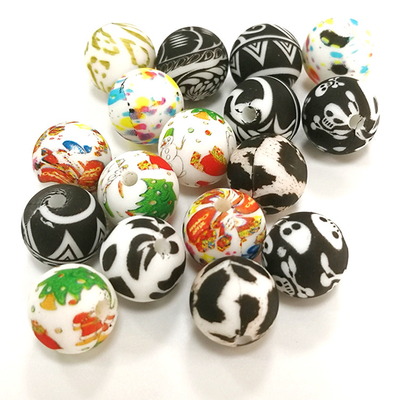 Hạt silicone có thể nhai được Leopard Print Hạt silicone 12mm Đồ chơi trẻ em DIY