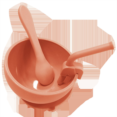 Sản phẩm silicone cho bé không chứa BPA Hút bát ăn kèm thìa và ống hút 10,5cm