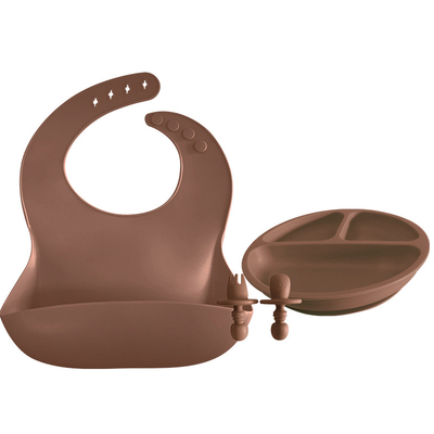 Bộ thìa và đĩa silicon mềm cho bé BPA Latex Free yếm thân thiện với môi trường 29x23cm