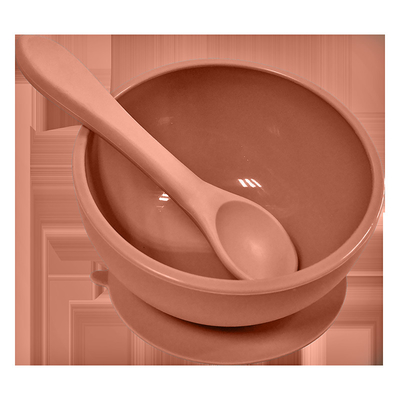 Mềm mại không trượt Tràn Trẻ em bú Bát silicon màu hồng và thìa cao su Miễn phí