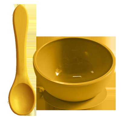 Bộ đồ ăn PVC Miễn phí silicon hút bát chiều cao 7,5cm và thìa ăn dặm