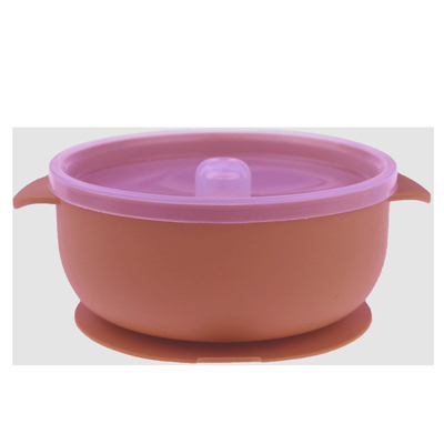 Bát silicone trẻ em có nhiều màu không chứa BPA Két an toàn cho lò vi sóng 400ml có ống hút