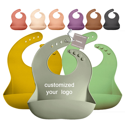 Yếm xúc silicone cho trẻ mới biết đi kháng khuẩn Yếm ăn không thấm nước Có dụng cụ bắt vụn