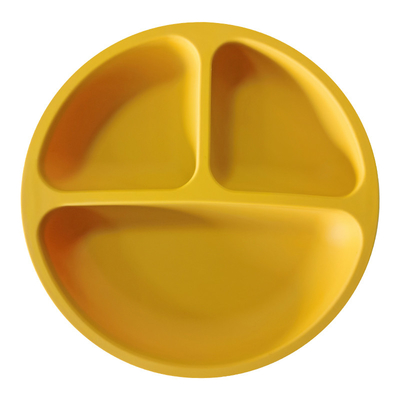 Bữa tối Không có BPA 3 lỗ sâu răng Đĩa silicon cho bé 155g Đĩa hút chia đôi
