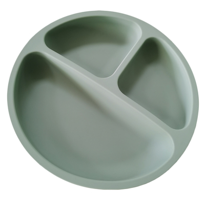 Bữa tối Không có BPA 3 lỗ sâu răng Đĩa silicon cho bé 155g Đĩa hút chia đôi