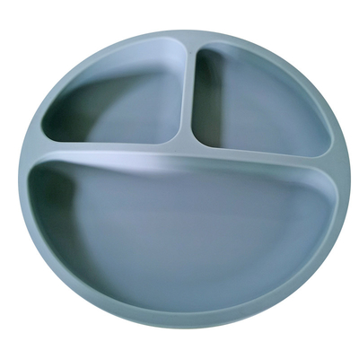 Bữa tối Không có BPA 3 lỗ sâu răng Đĩa silicon cho bé 155g Đĩa hút chia đôi