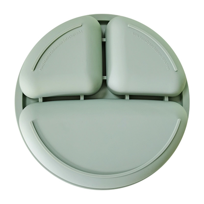 Bữa tối Không có BPA 3 lỗ sâu răng Đĩa silicon cho bé 155g Đĩa hút chia đôi