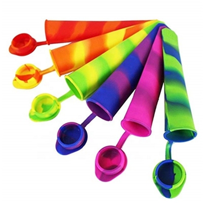 6 cái Khuôn làm đá silicone nhiều màu Khuôn làm đá 7,5 * 1,6 inch có nắp đậy kèm theo