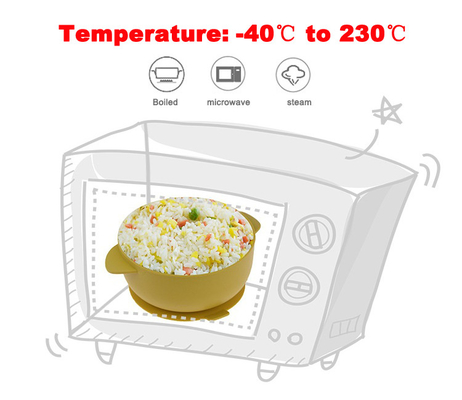Mịn mép in tùy chỉnh 400ml Bát silicon hút không chứa BPA có nắp