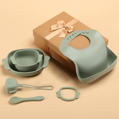 Bộ ăn dặm hút 7 miếng silicone Bộ bát và thìa 980g cho phòng ăn