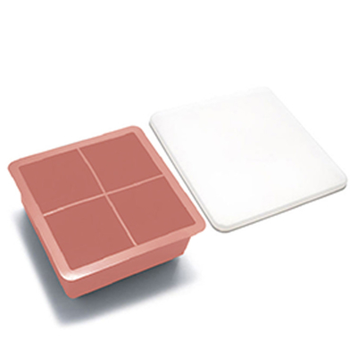 Không có BPA 4 lỗ Khuôn làm đá silicone 11,5cm Hộp đựng trái cây ăn nhẹ Khay đựng đá có nắp