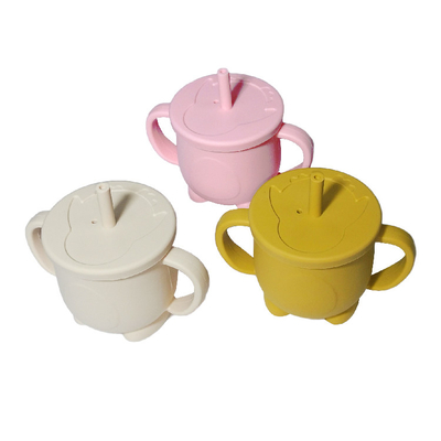 200ml Nước uống tái sử dụng cho trẻ em Cốc ống hút silicone có tay cầm