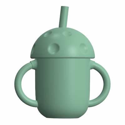 Cốc Sippy silicon trần hữu cơ không chứa BPA di động có ống hút