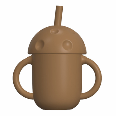 Cốc Sippy silicon trần hữu cơ không chứa BPA di động có ống hút