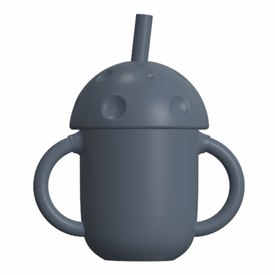 Cốc Sippy silicon trần hữu cơ không chứa BPA di động có ống hút
