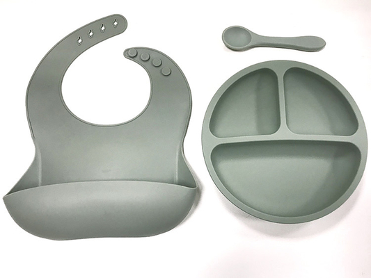 Biểu trưng tùy chỉnh Bộ đồ ăn dặm hút silicone cho bé Yếm silicon chức năng