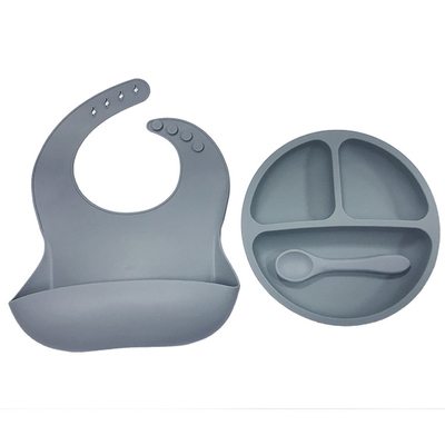 Biểu trưng tùy chỉnh Bộ đồ ăn dặm hút silicone cho bé Yếm silicon chức năng