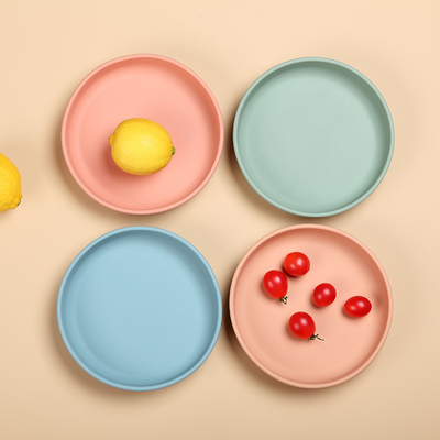 Hình tròn cho trẻ tập ăn bằng silicone Đĩa trẻ em không chứa BPA 200g 17 * 17 * 3.5cm