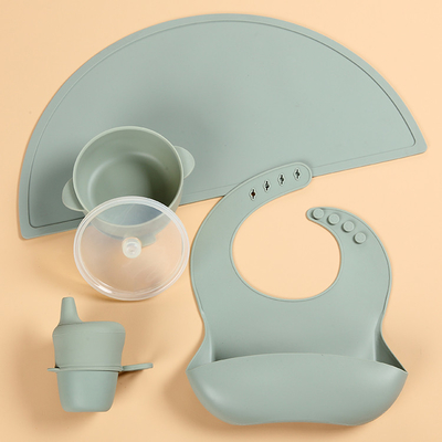 Bộ cho ăn bằng silicon cho bé hút 240 độ với đĩa đựng dao kéo đĩa Placemat